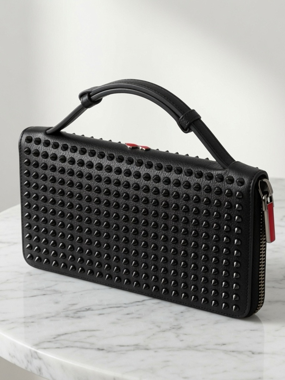 Christian Louboutin Black Studded Top-Handle Women’s Bag Clutch